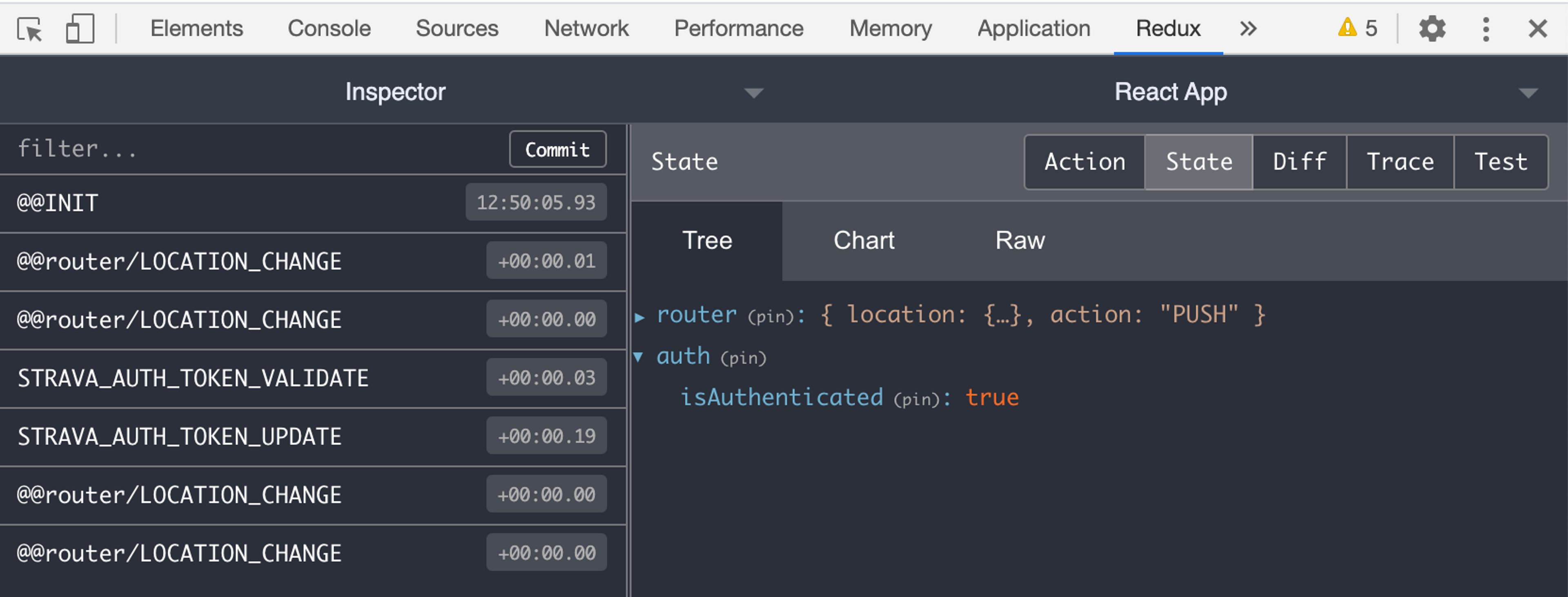 Redux state for auth isAuthenticated