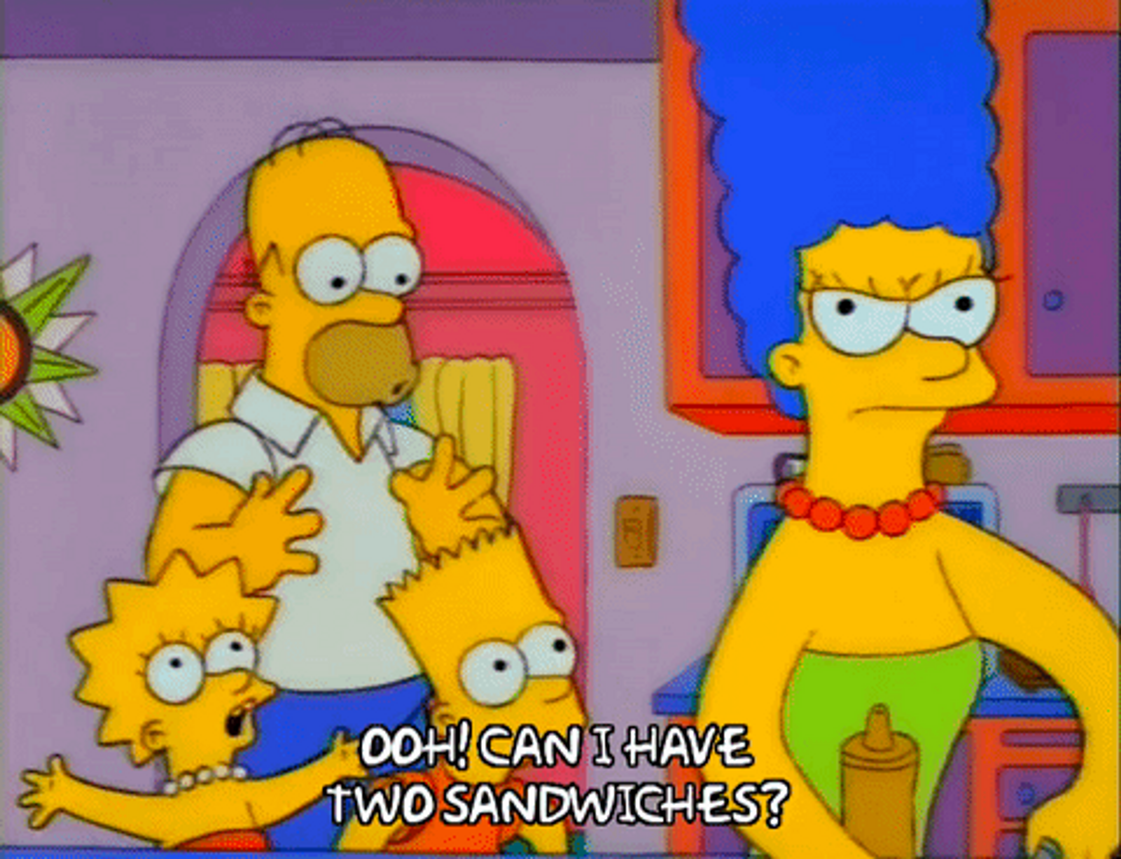 Marge Simpson making sandwiches for the family