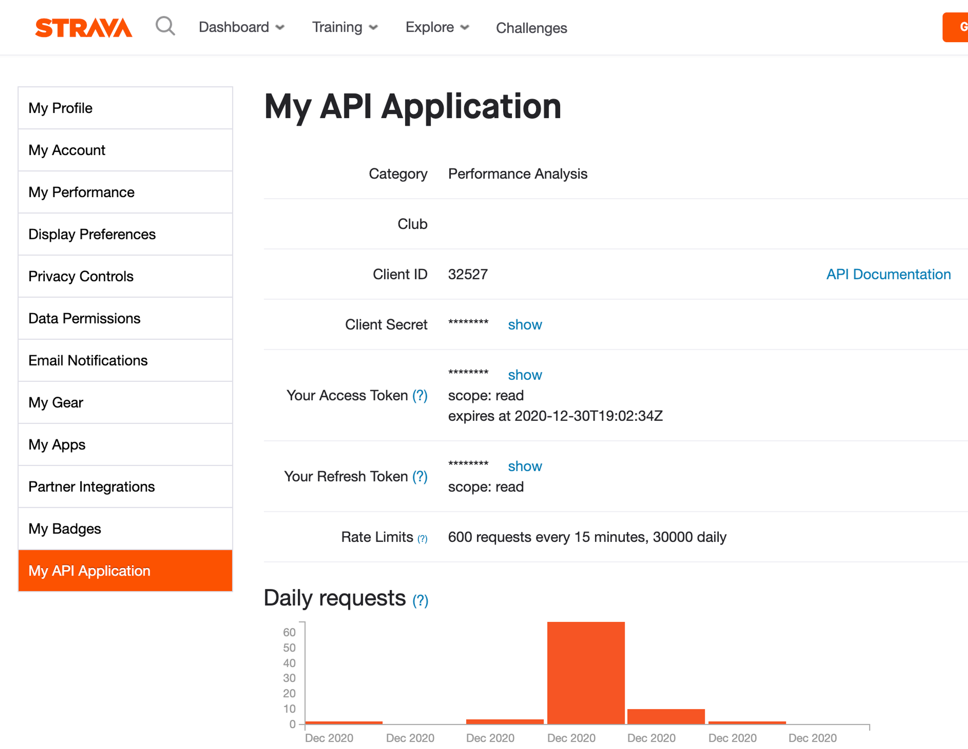 Strava API Page