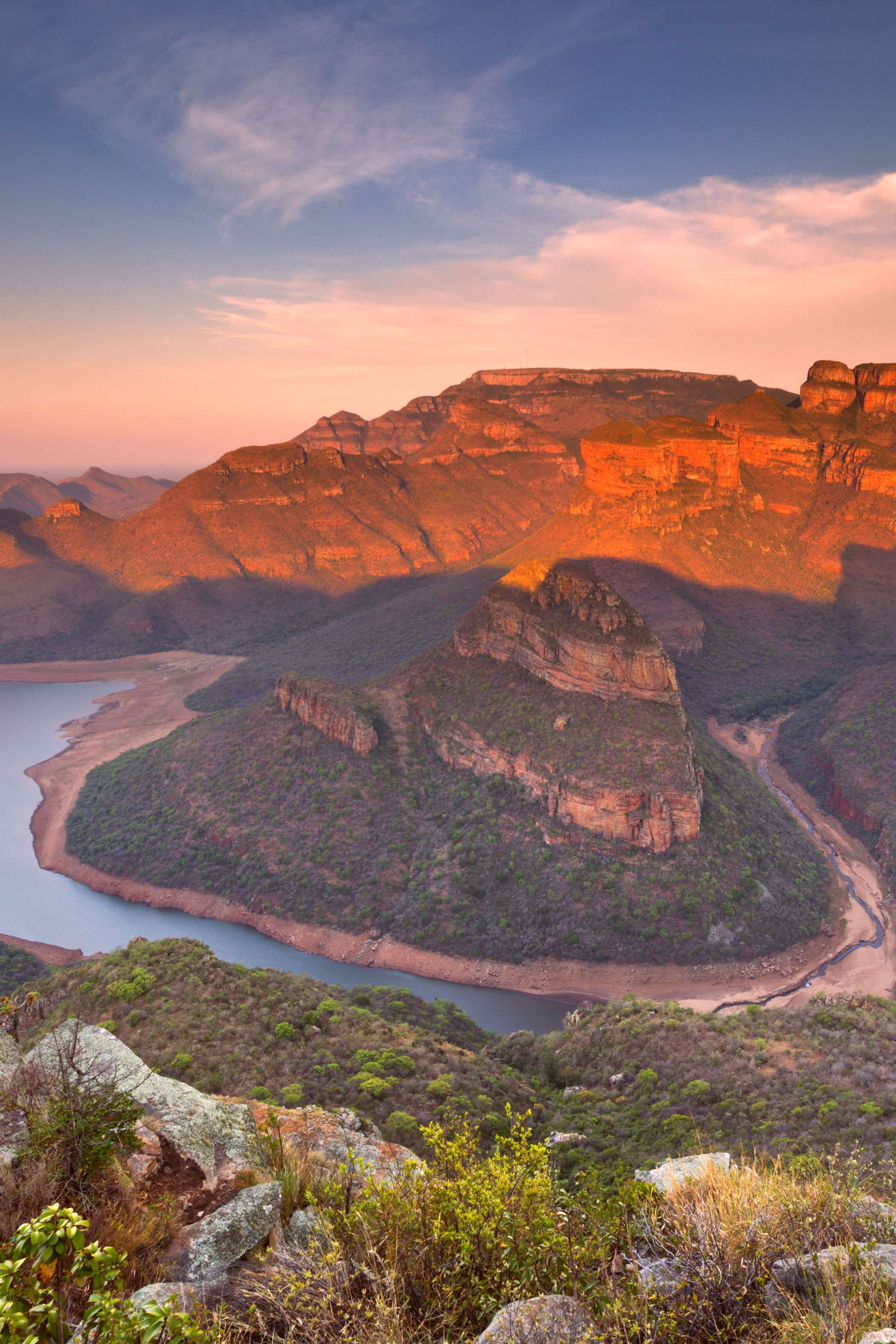 Destination Hero Blyde River Canyon Three Rondavels Sunset Background South Africa