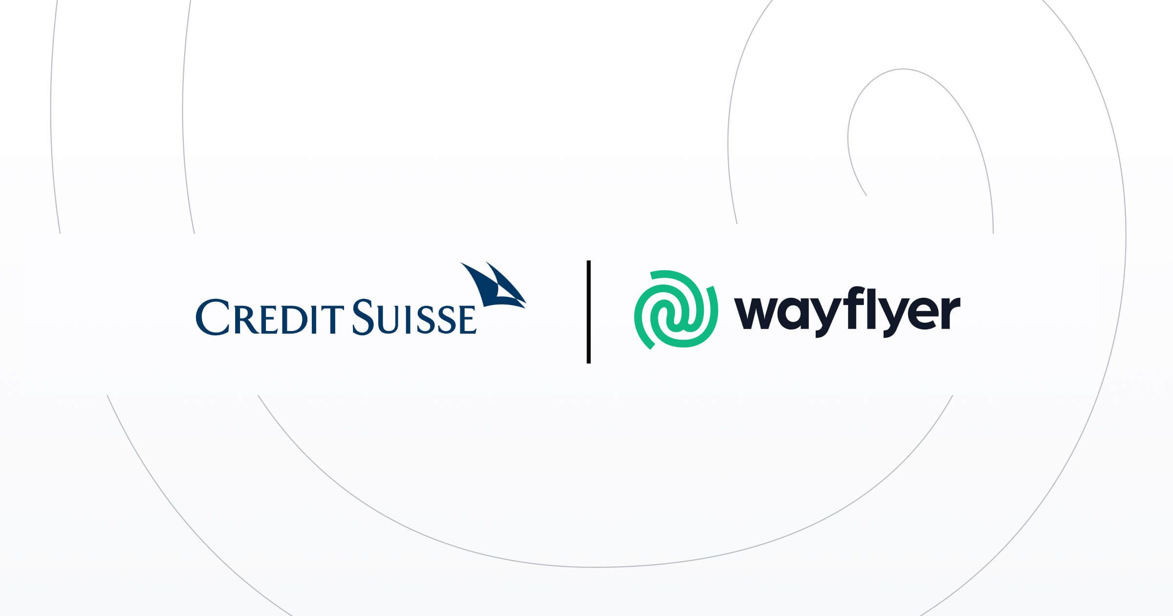 Logotipos de Credit Suisse y Wayflyer separados por una barra