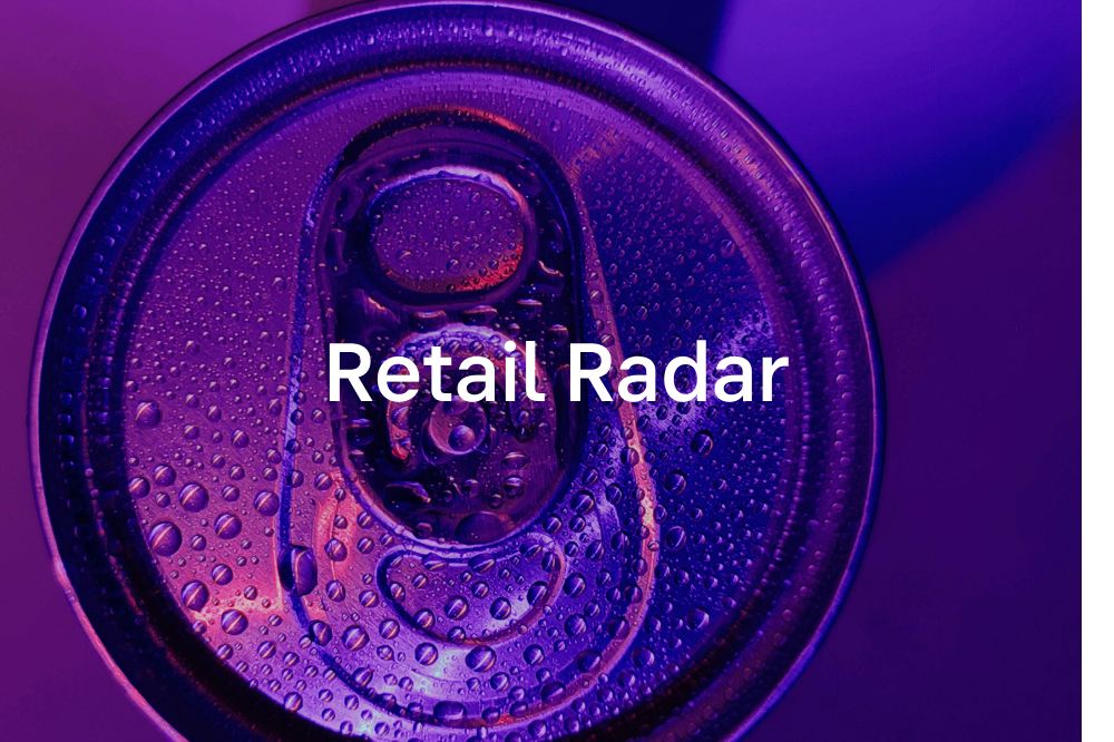 Lata morada sobre fondo morado con el título «Radar minorista»