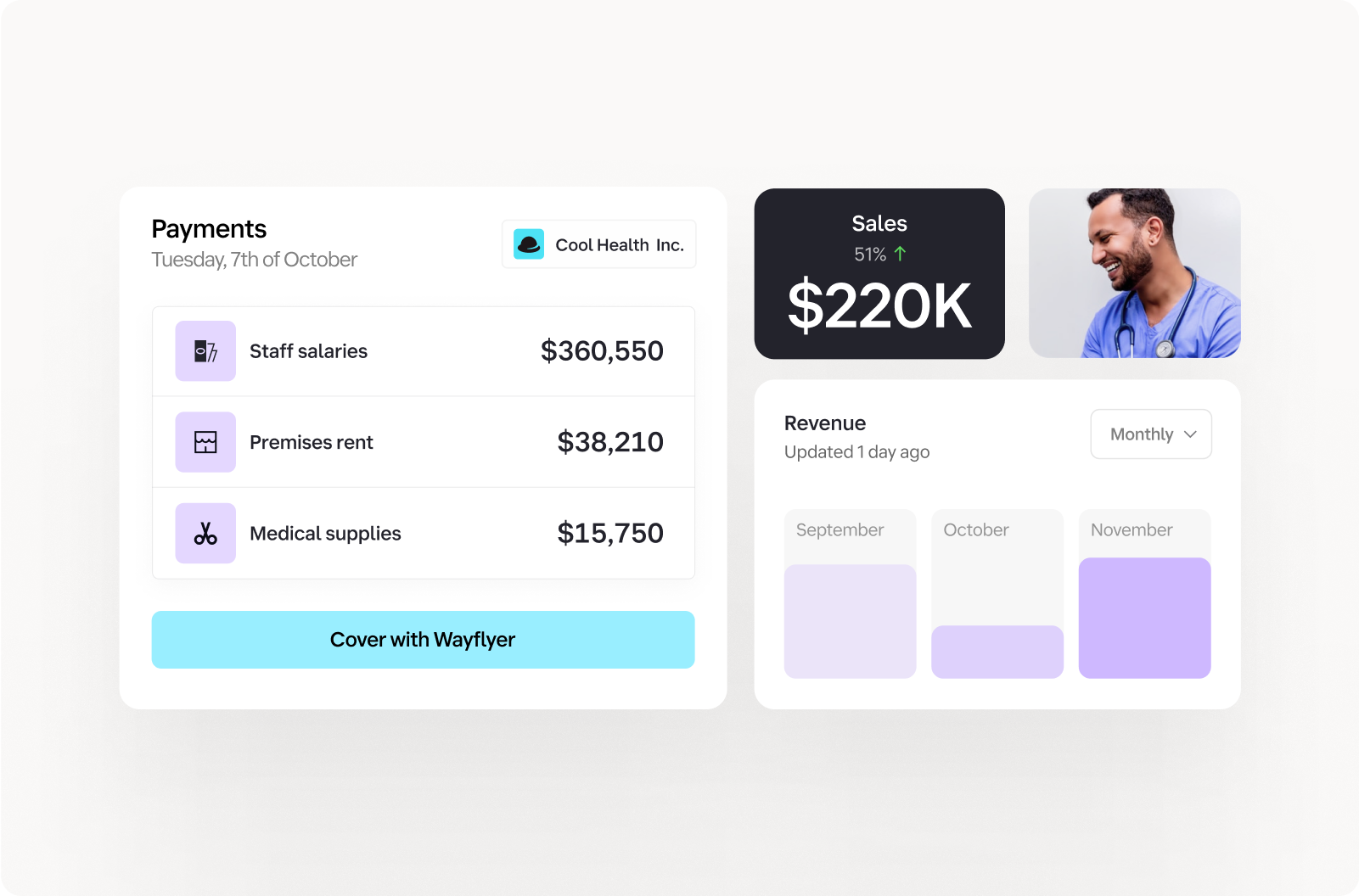 Afbeelding van een screenshot van een digitale betaalkaart naast een fysieke betaalkaart ter vergelijking.