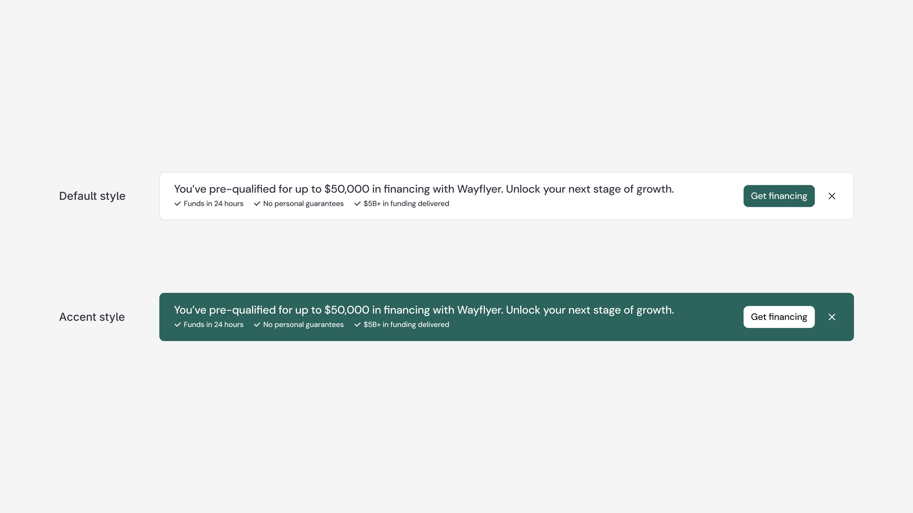 Design of financing banner styles two options