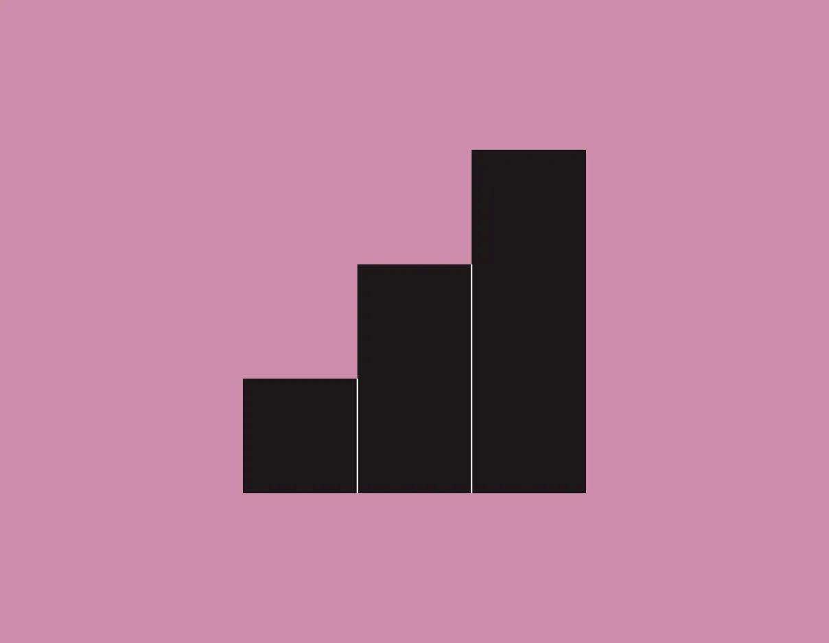 Ilustración de un gráfico de barras negras sobre fondo rosa