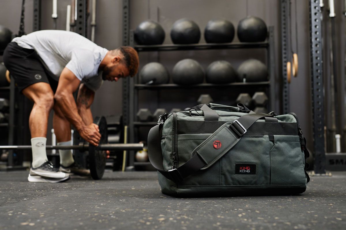 Gym bag with person in the background