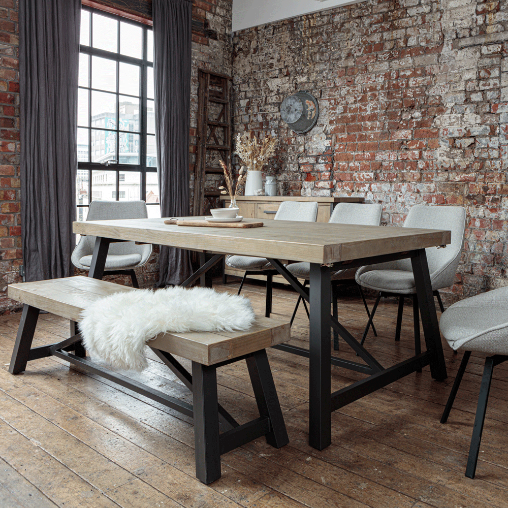 Dining table with bench