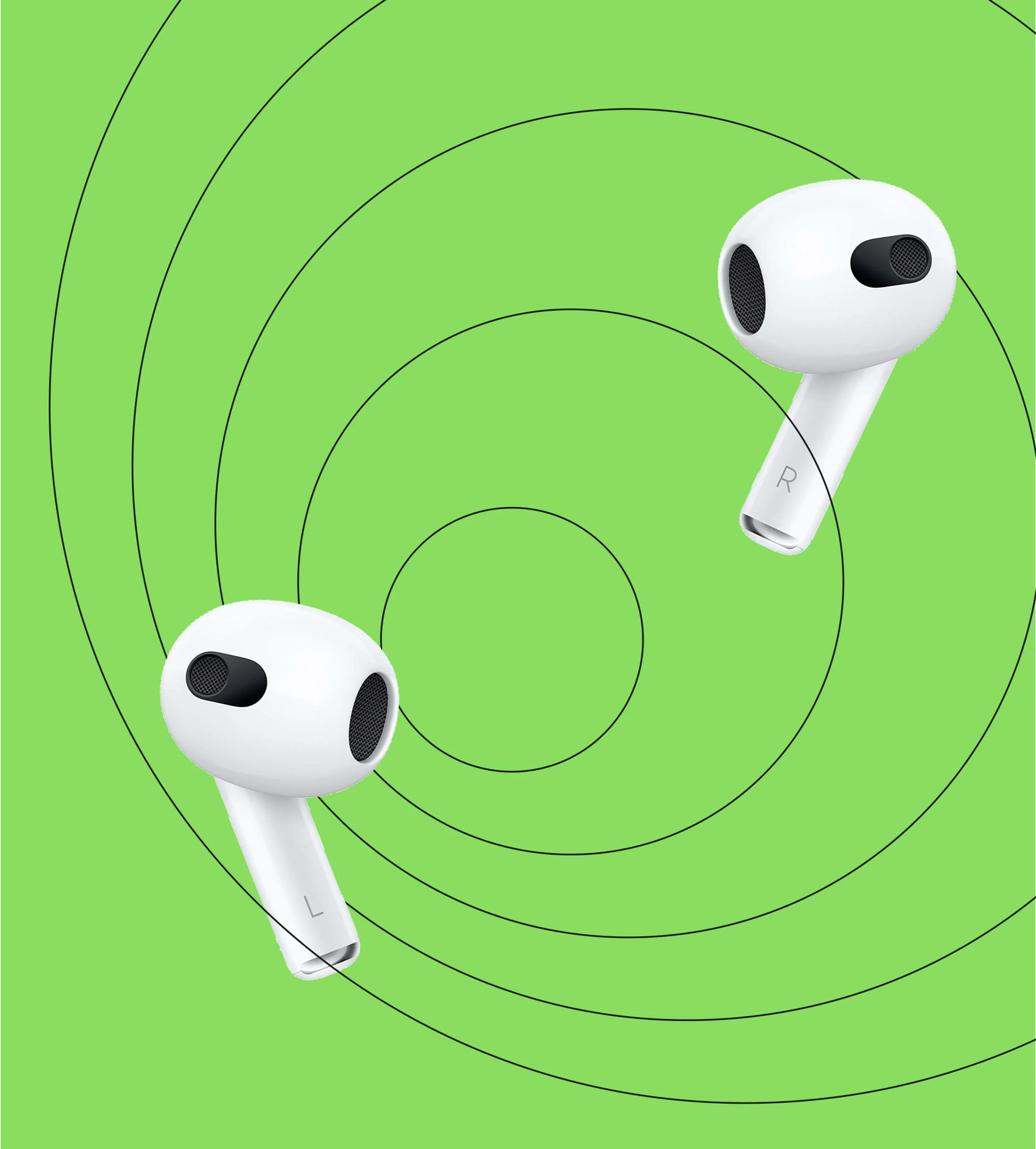 AirPods on a green background