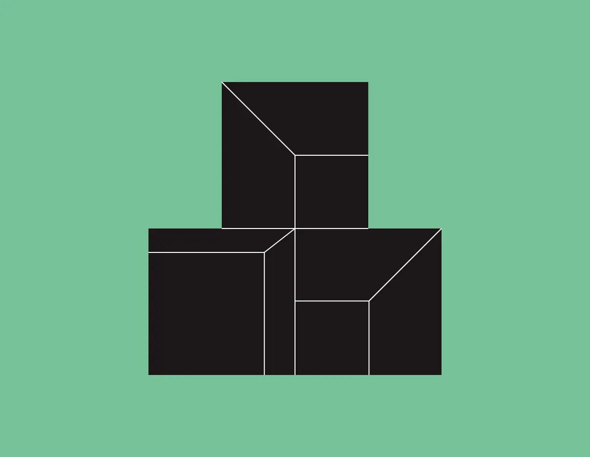 A black illustration of 3 stacked boxes on a green background