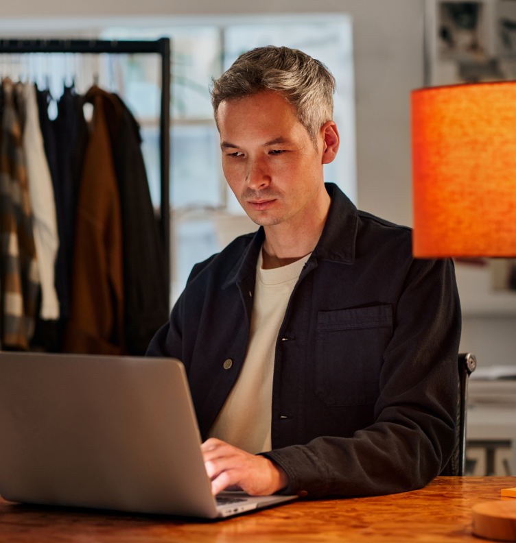 checking finances - portrait