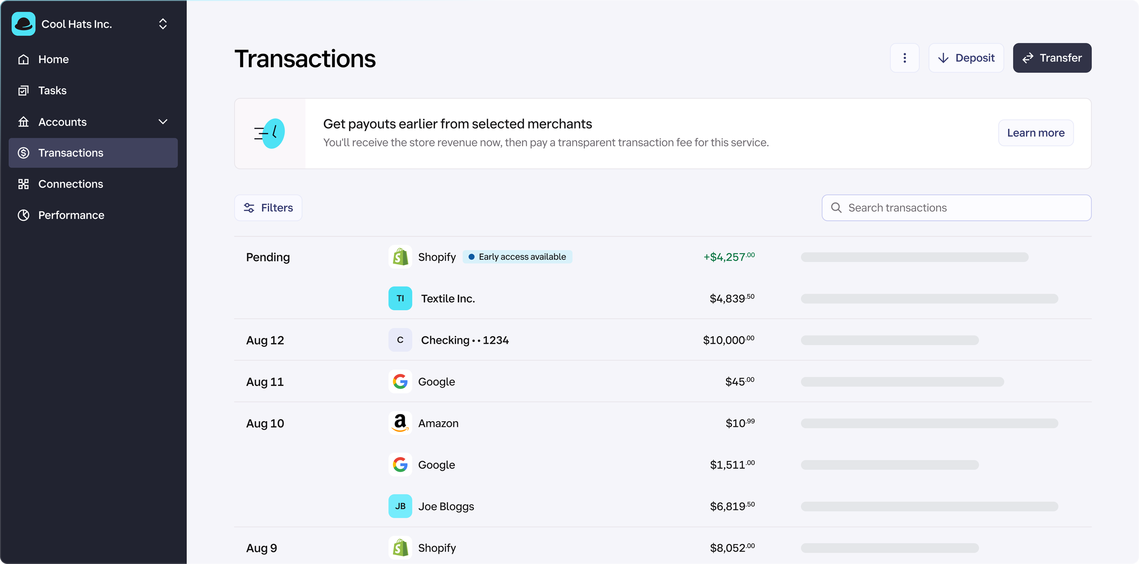 wayfkyer banking app dashboard