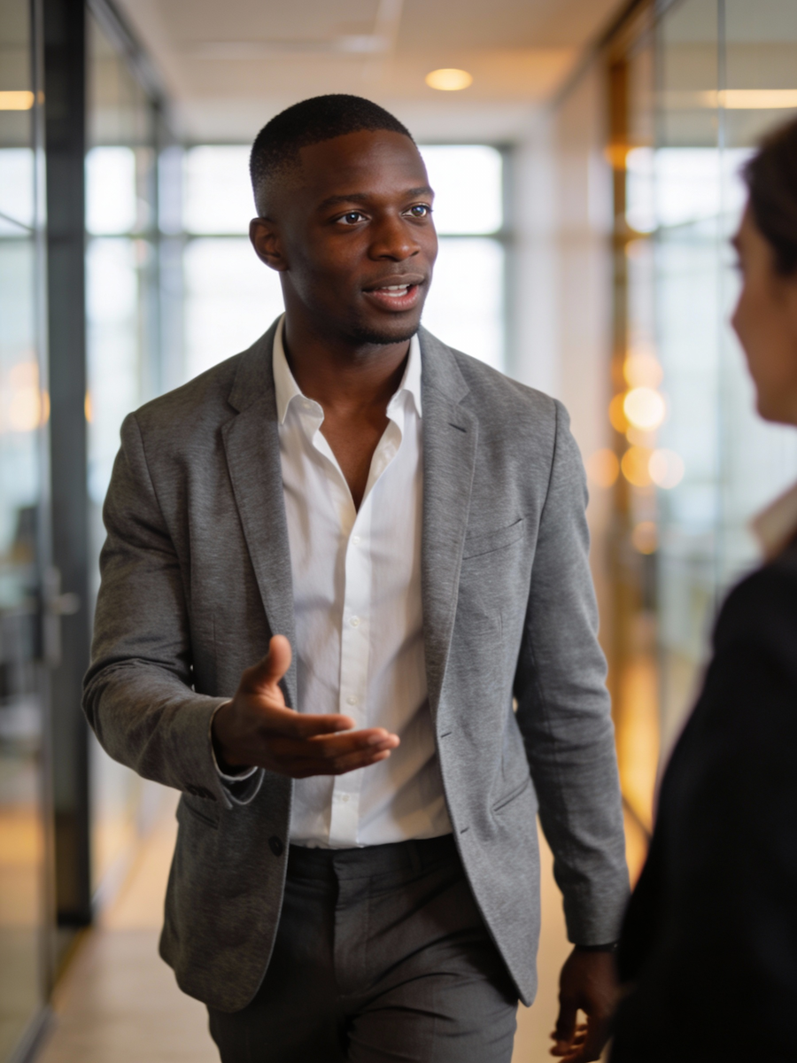 person talking to a colleage