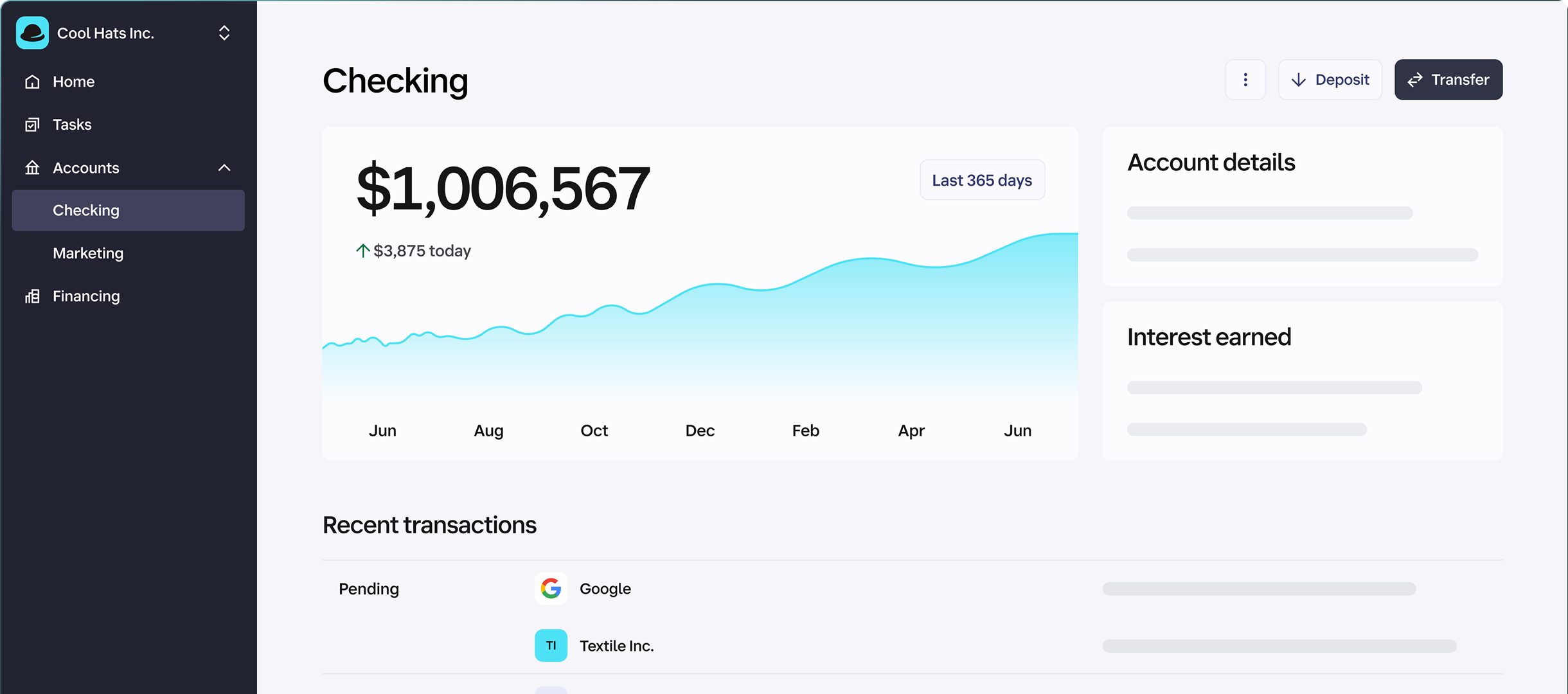wayfkyer banking app dashboard