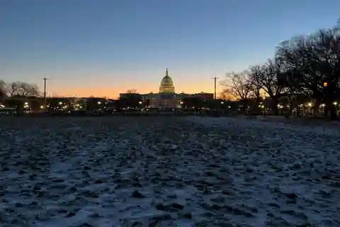 The Capitol building during sunrise on Jan. 20th, 2025.
