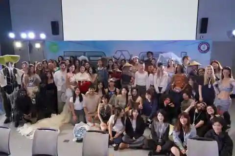 A crowd posing for a photo.