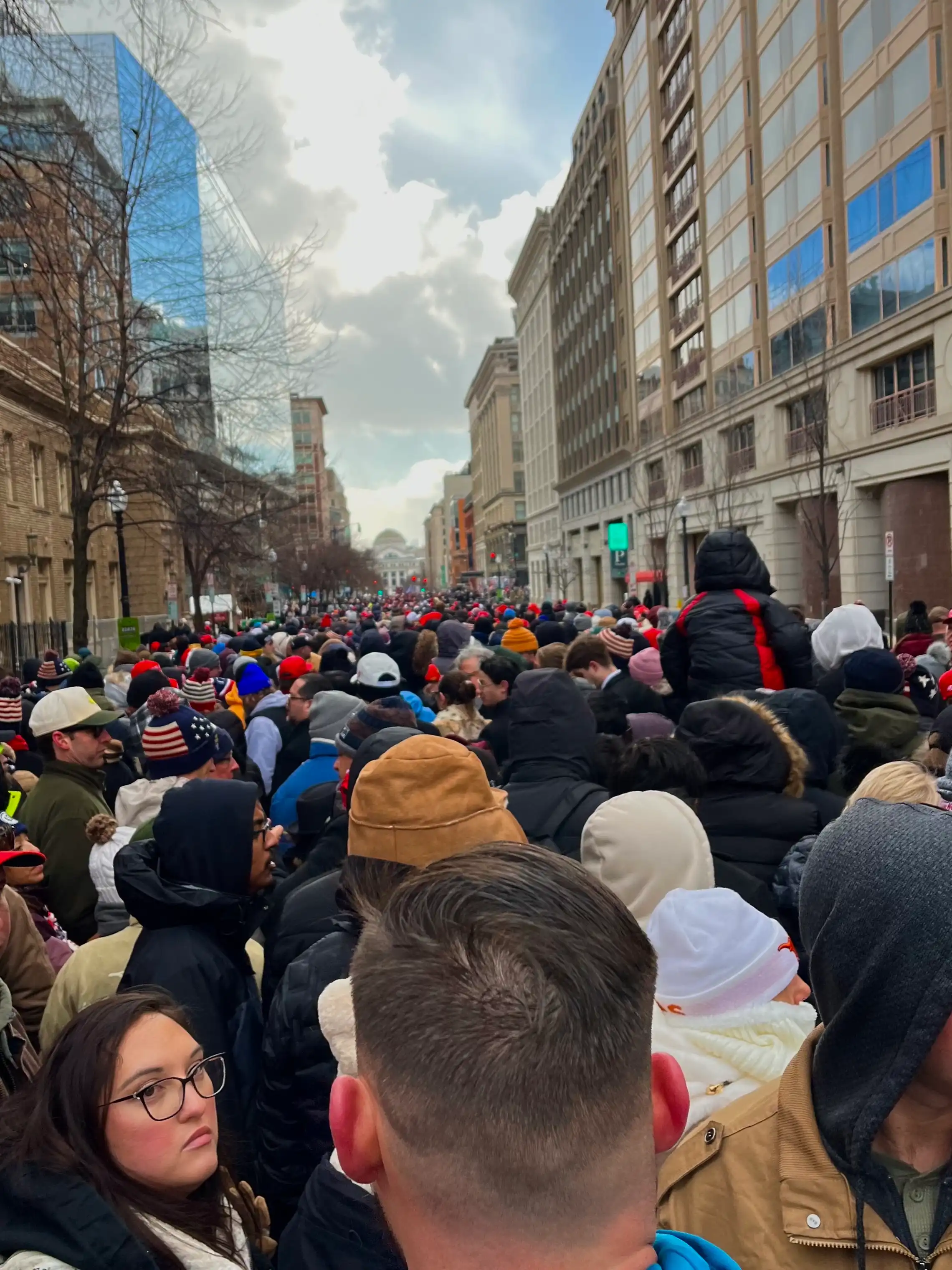 A large crown of people.