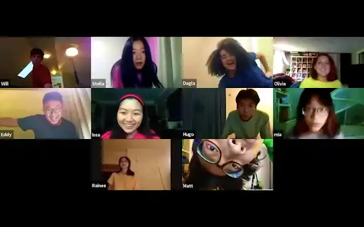 The cast of the 2020 Reality Show performs on Zoom, with each member in their own box.
