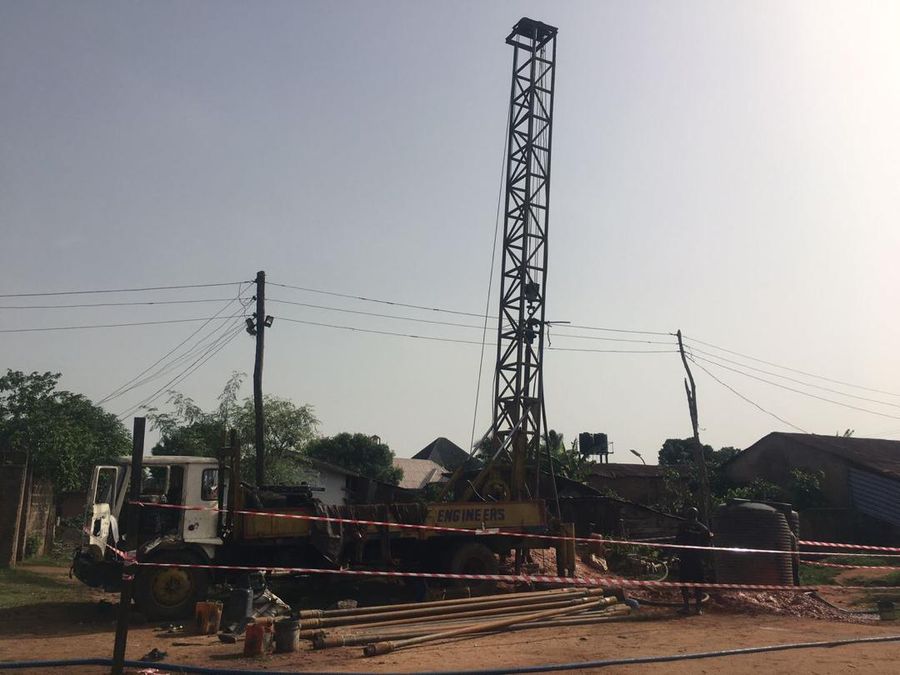 Borehole drilling rig used during the water project.