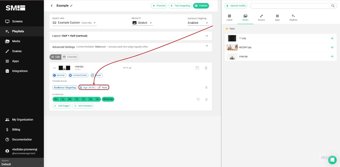 Set target age and gender to which this content should target