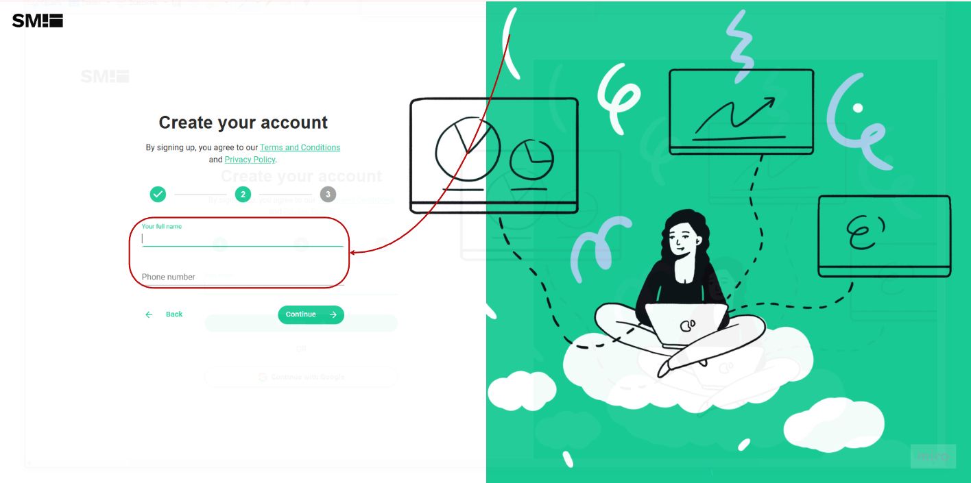 Enter name and phone number