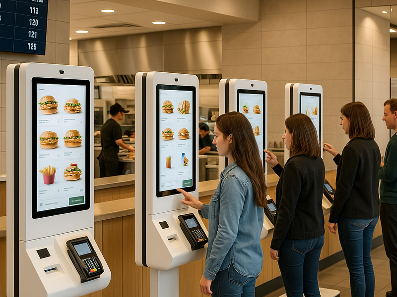 Interaktivní samoobslužné a self-service a hodnotící kiosky pro moderní gastro provozy.