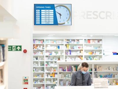digital screen in pharmacy