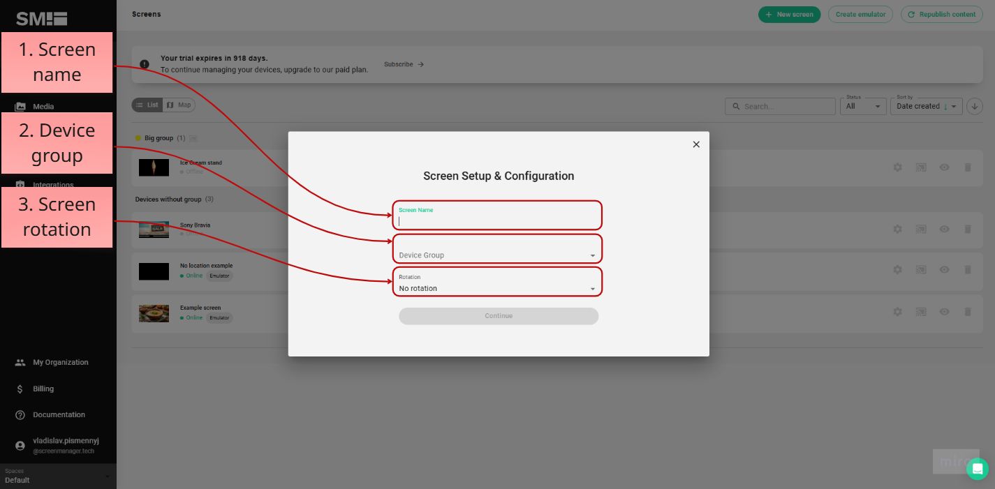Basic screen settings