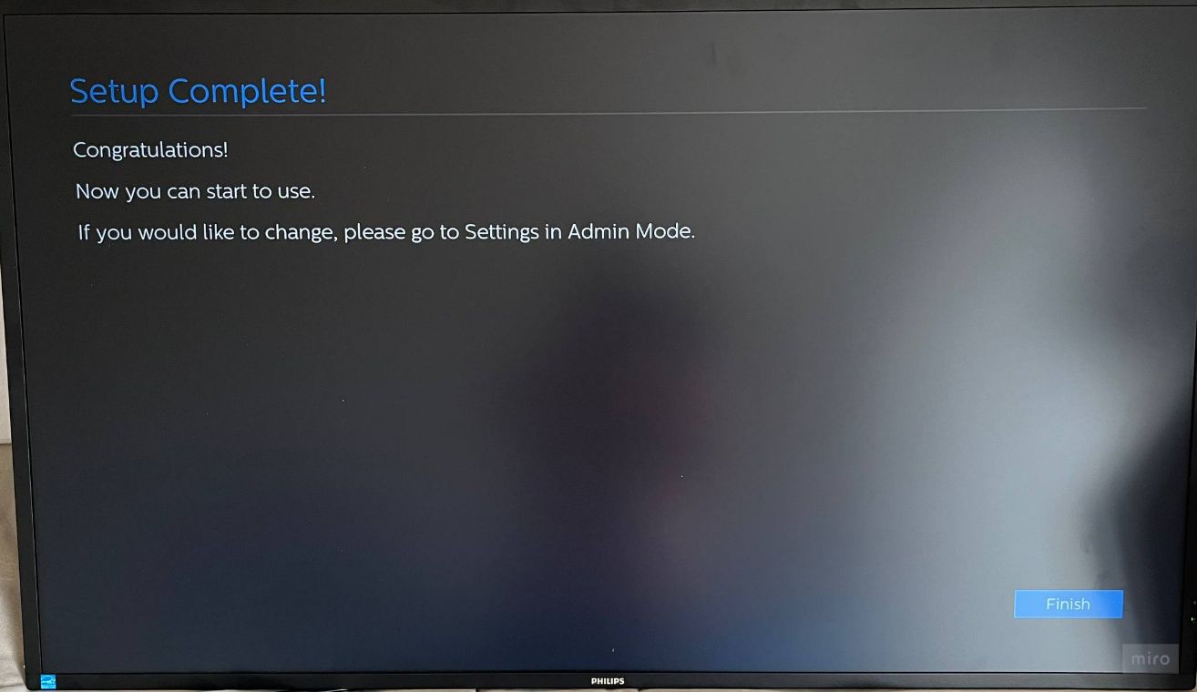 Philips TV initial settings complete.