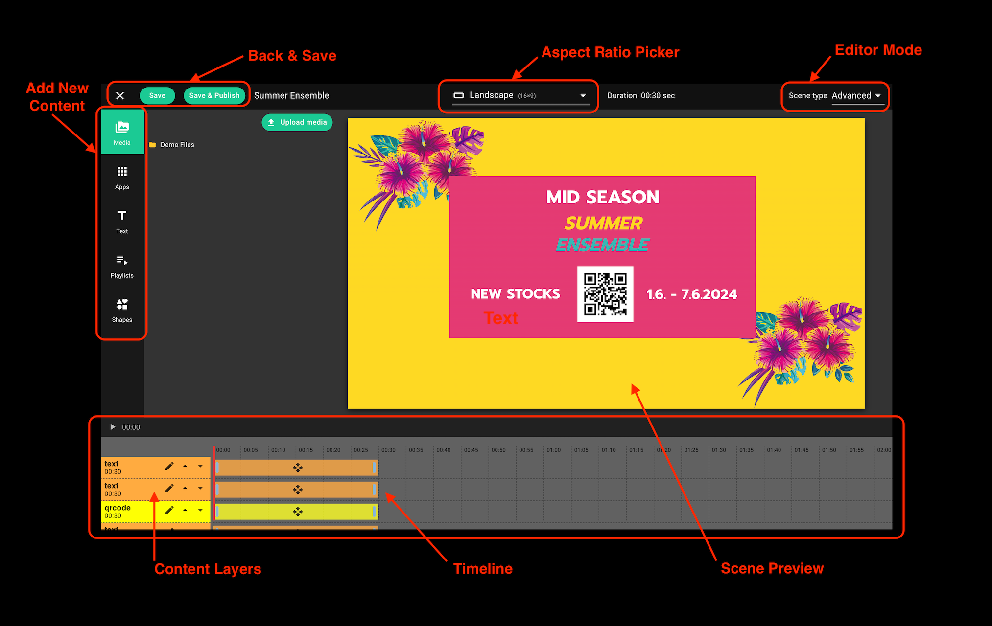 Scene editor layout