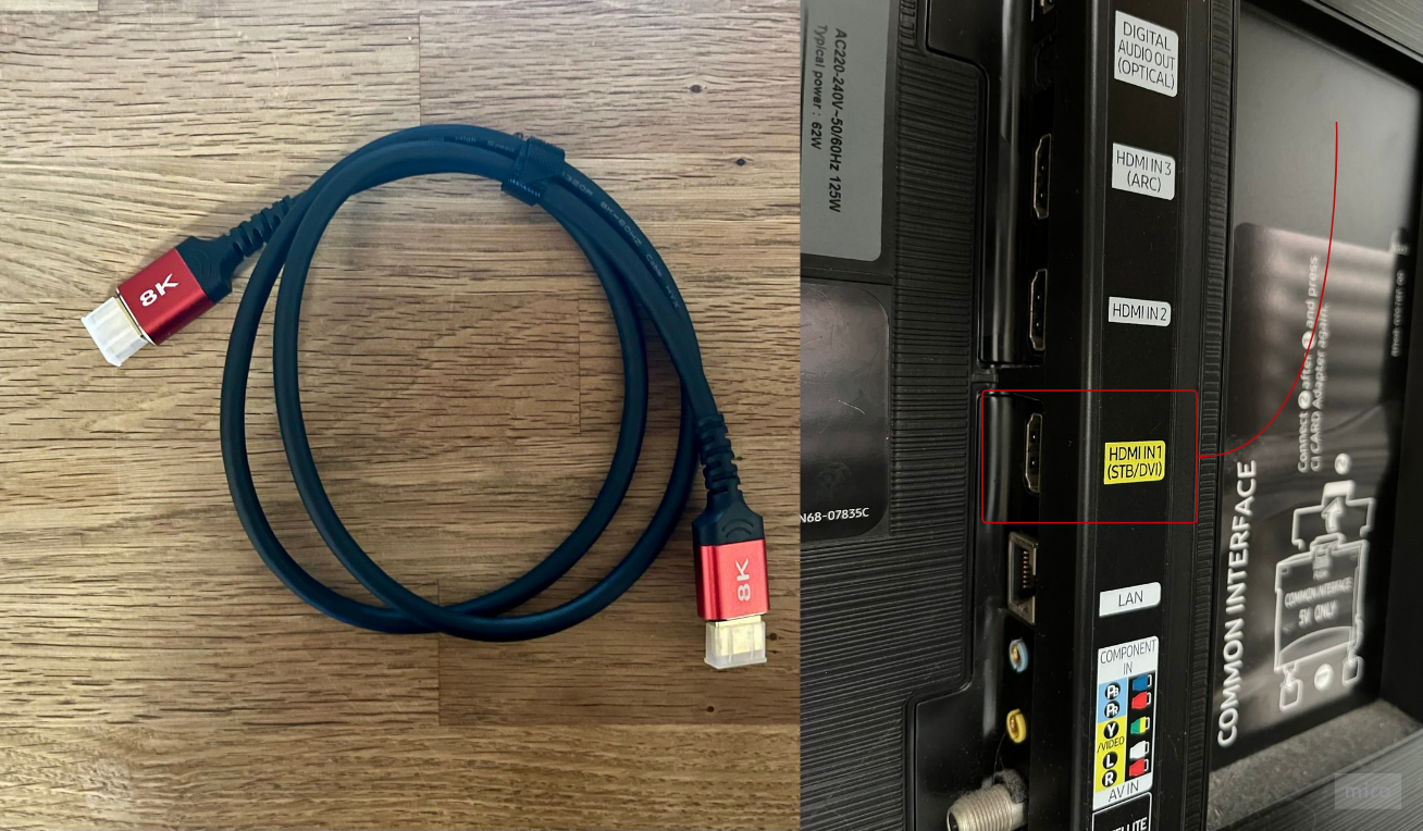 HDMI cable and socket
