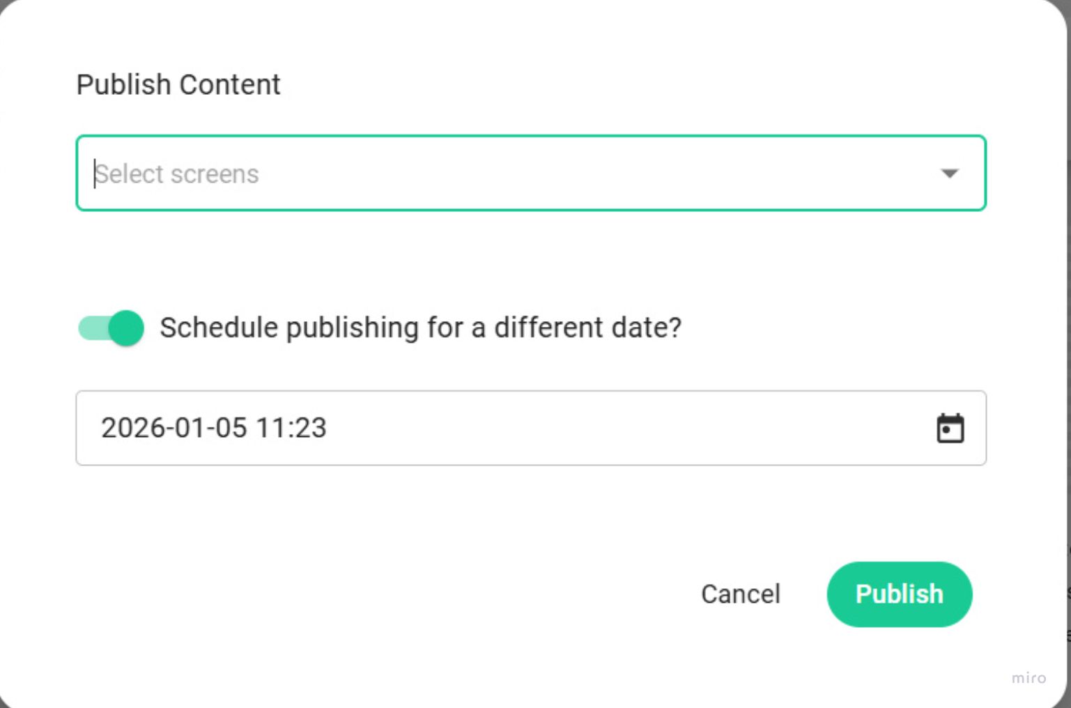 Select screens and schedule