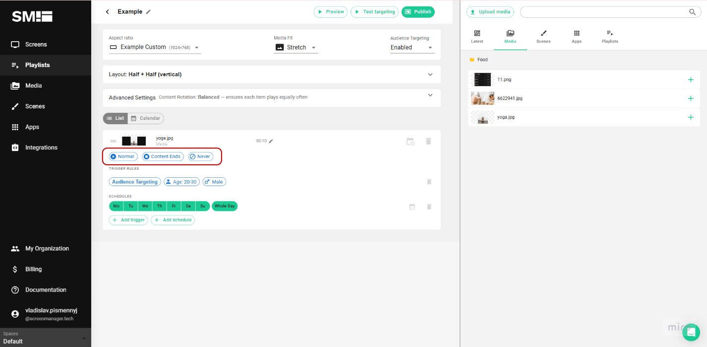 Trigger Playback settings