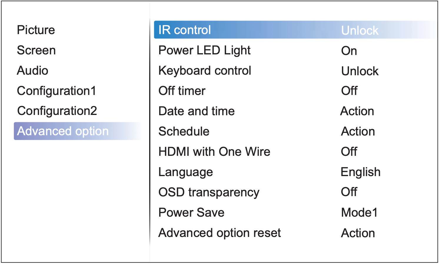 iiYama advanced option OCD