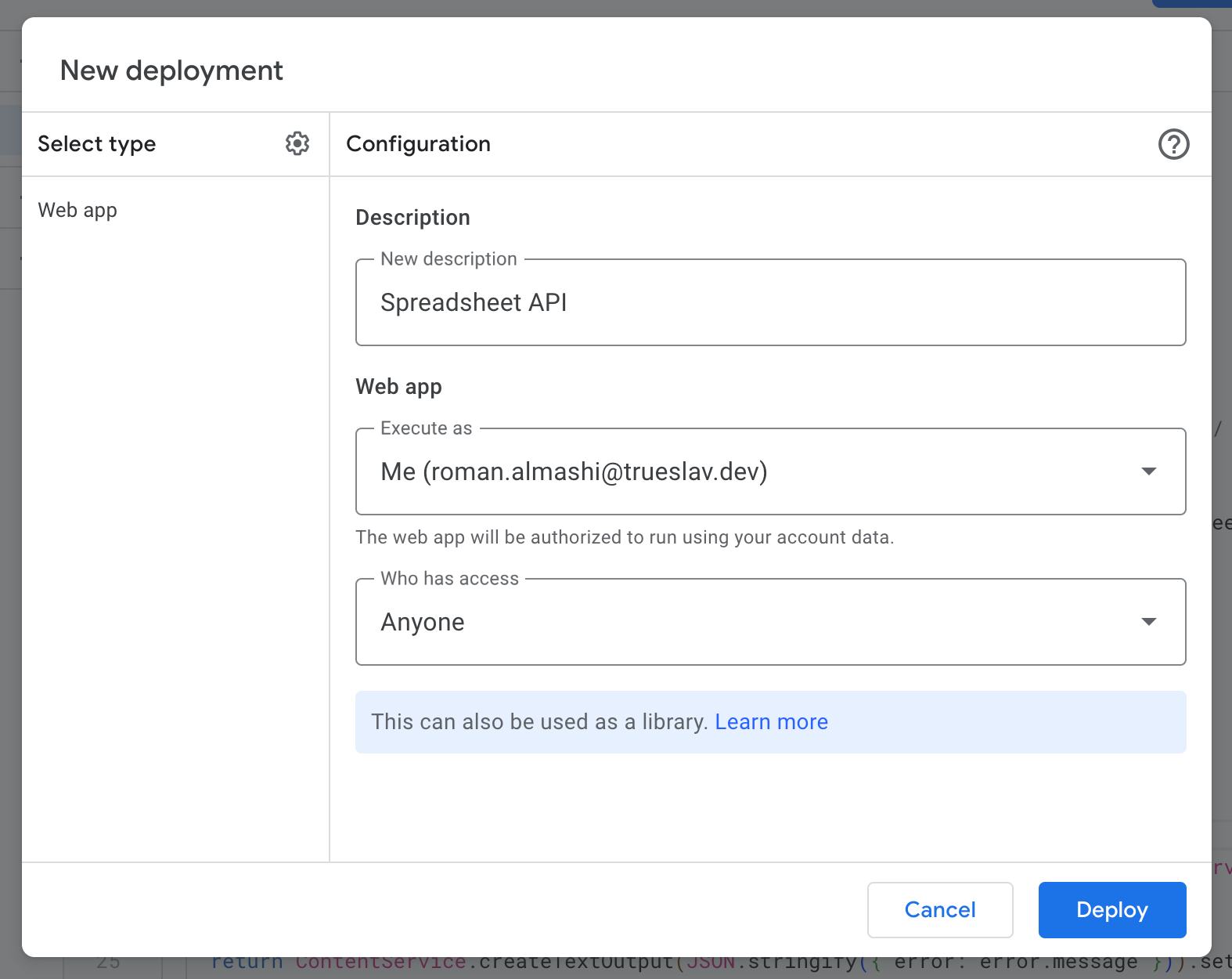 new deployment settings