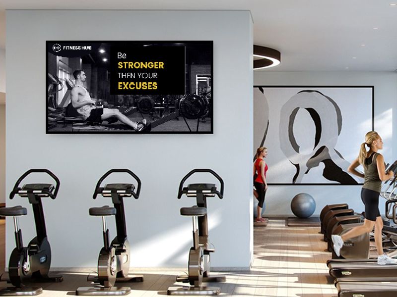 Digital signage in hotel gym or yoga classes