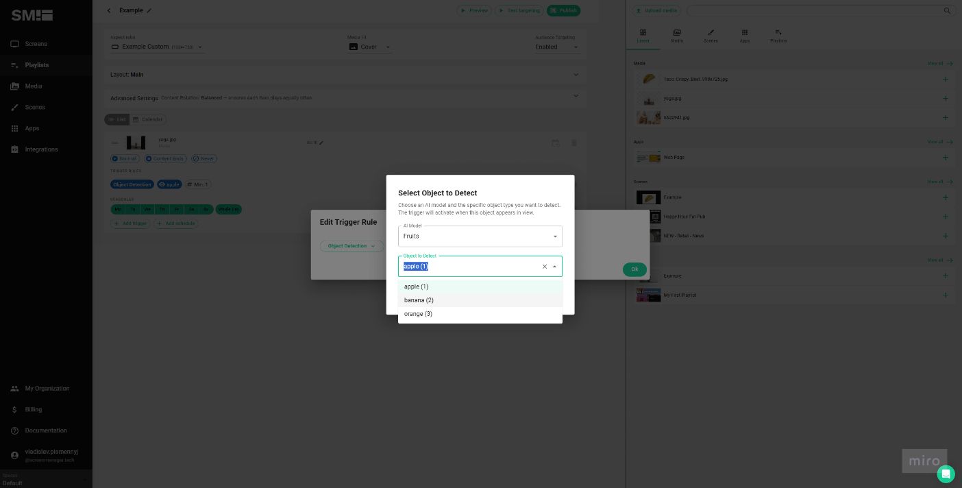 Select object to detect