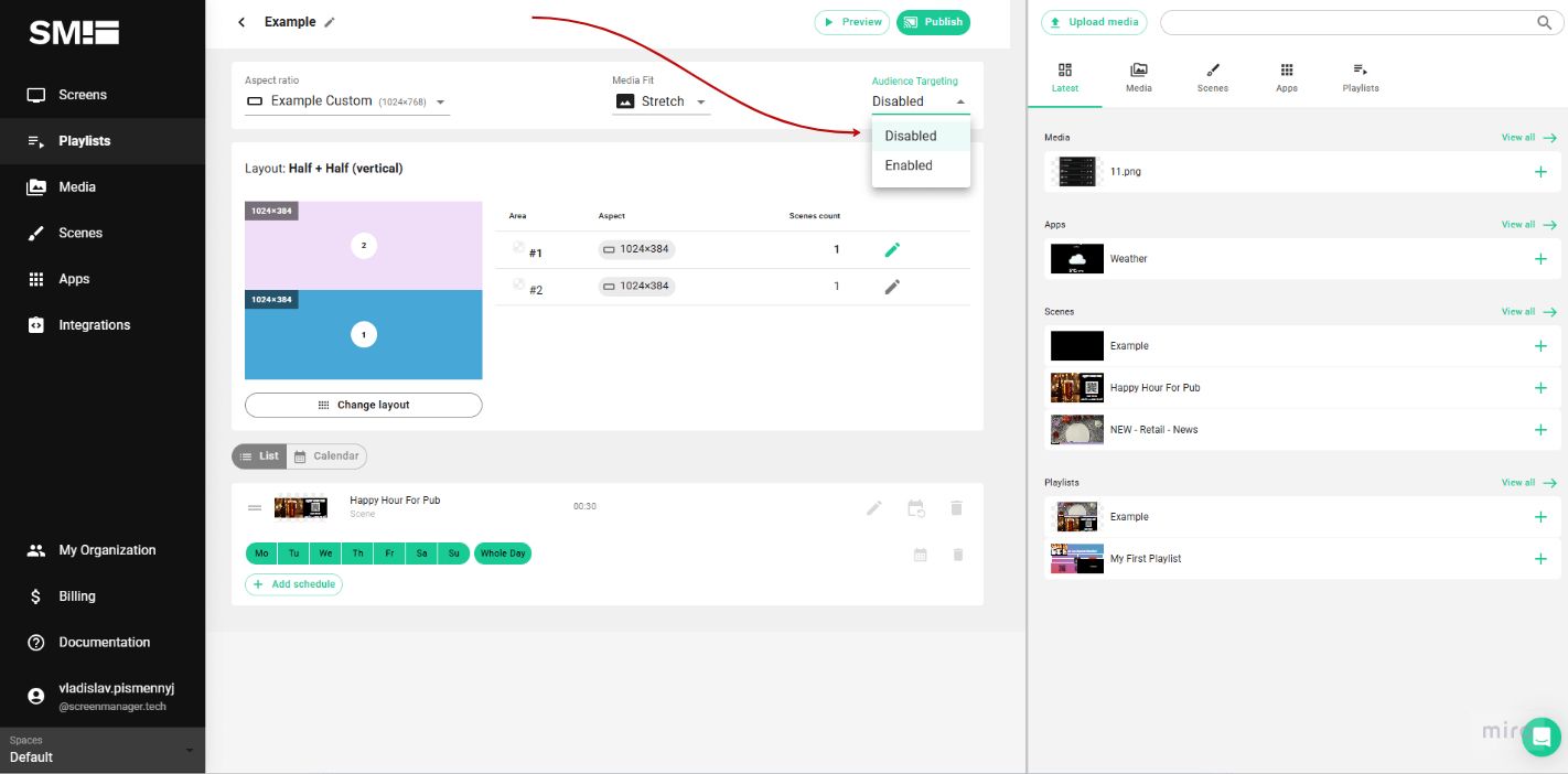 Enable audience targeting for your playlist