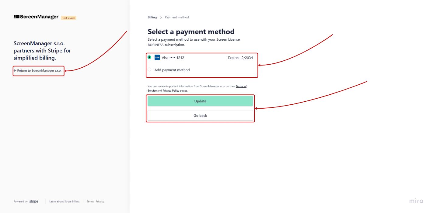 Select payment method 