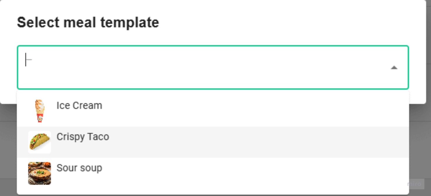 Select meal template