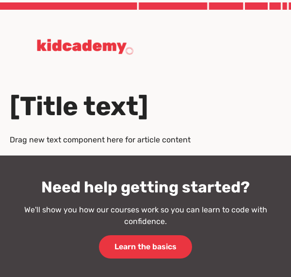 Kidcademy, a fake brand's email