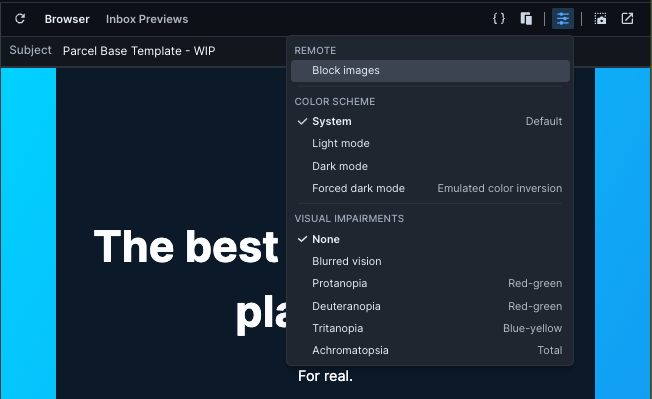 Block images to preview your email without them