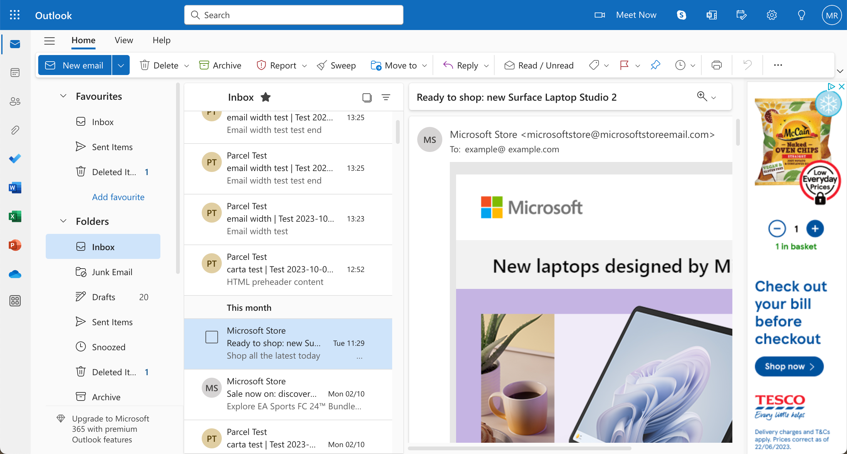 Email showing horizontal scrolling