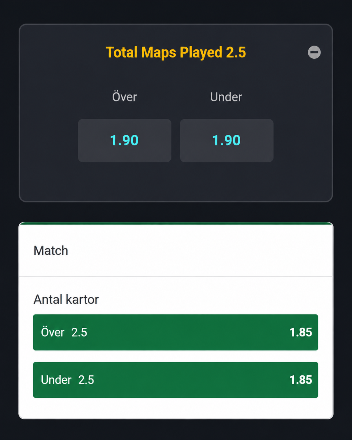 två olika spelbolag erbjuder olika odds