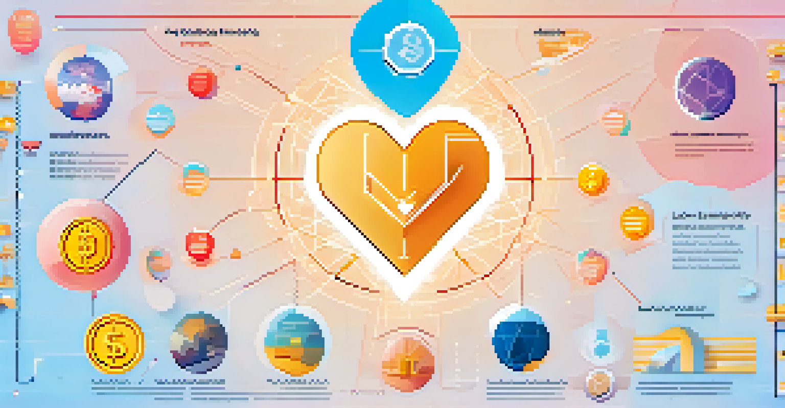 An infographic illustrating the benefits of donating cryptocurrency, with icons around a heart symbol made of digital coins on a light blue background.