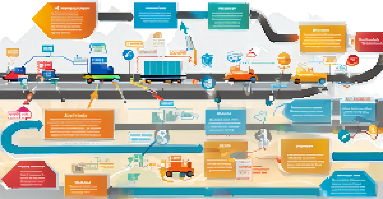 An infographic showing the supply chain flow with blockchain technology, using arrows and icons.