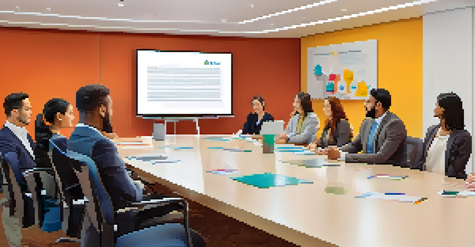 A diverse team presenting an ICO whitepaper in a conference room with visual aids on a screen.
