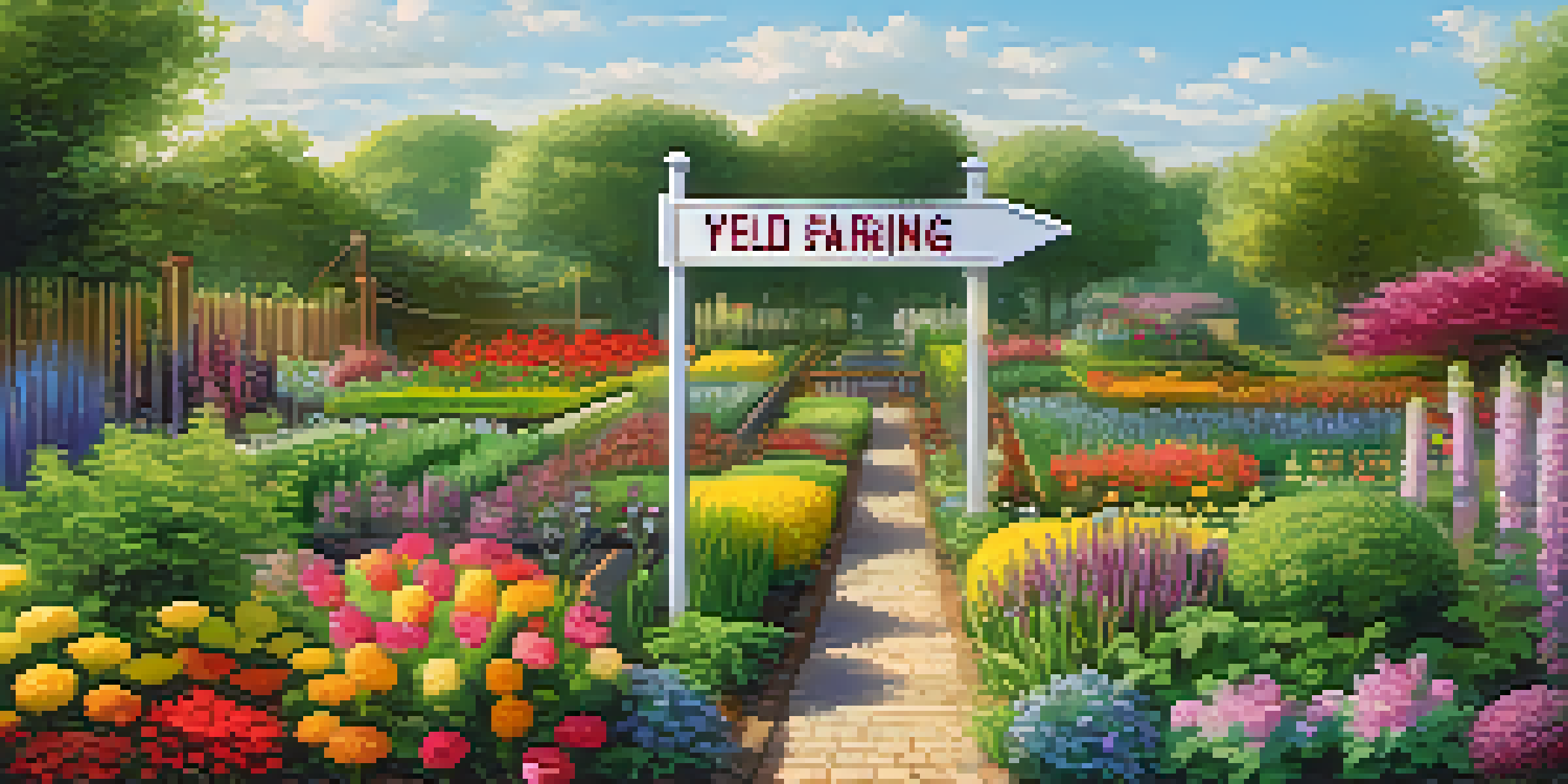 A vibrant garden scene with various plants, symbolizing yield farming platforms, under warm sunlight.