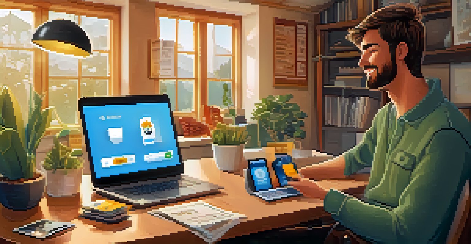 A freelancer happily receiving instant payment notification on their smartphone in a home office.