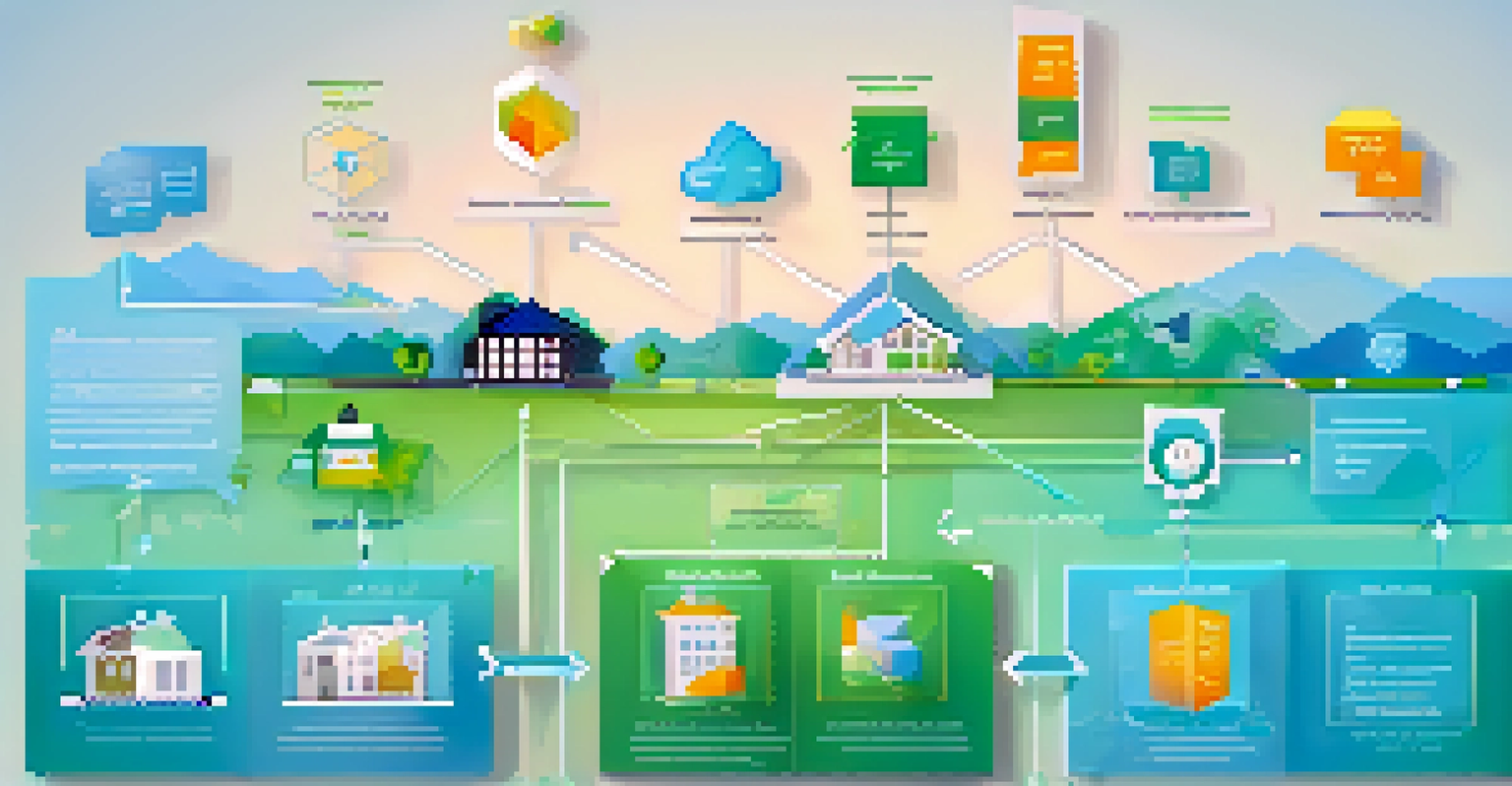 An infographic depicting the smooth process of real estate transactions using smart contracts, with icons and a flowchart design.