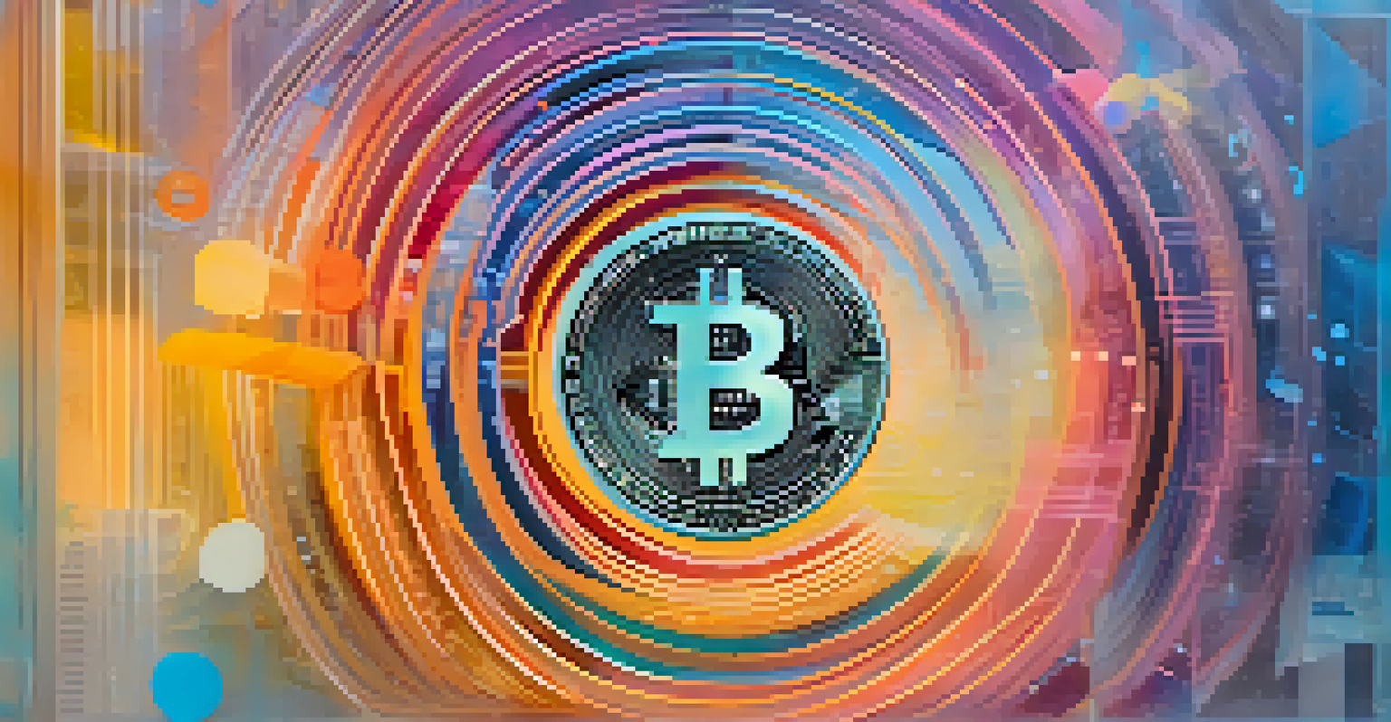 An abstract representation of privacy in cryptocurrency with swirling colors and a frosted glass effect.